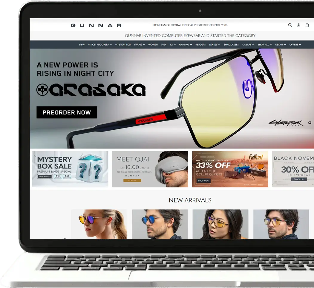 Gunnars Shopify Plus store on desktop